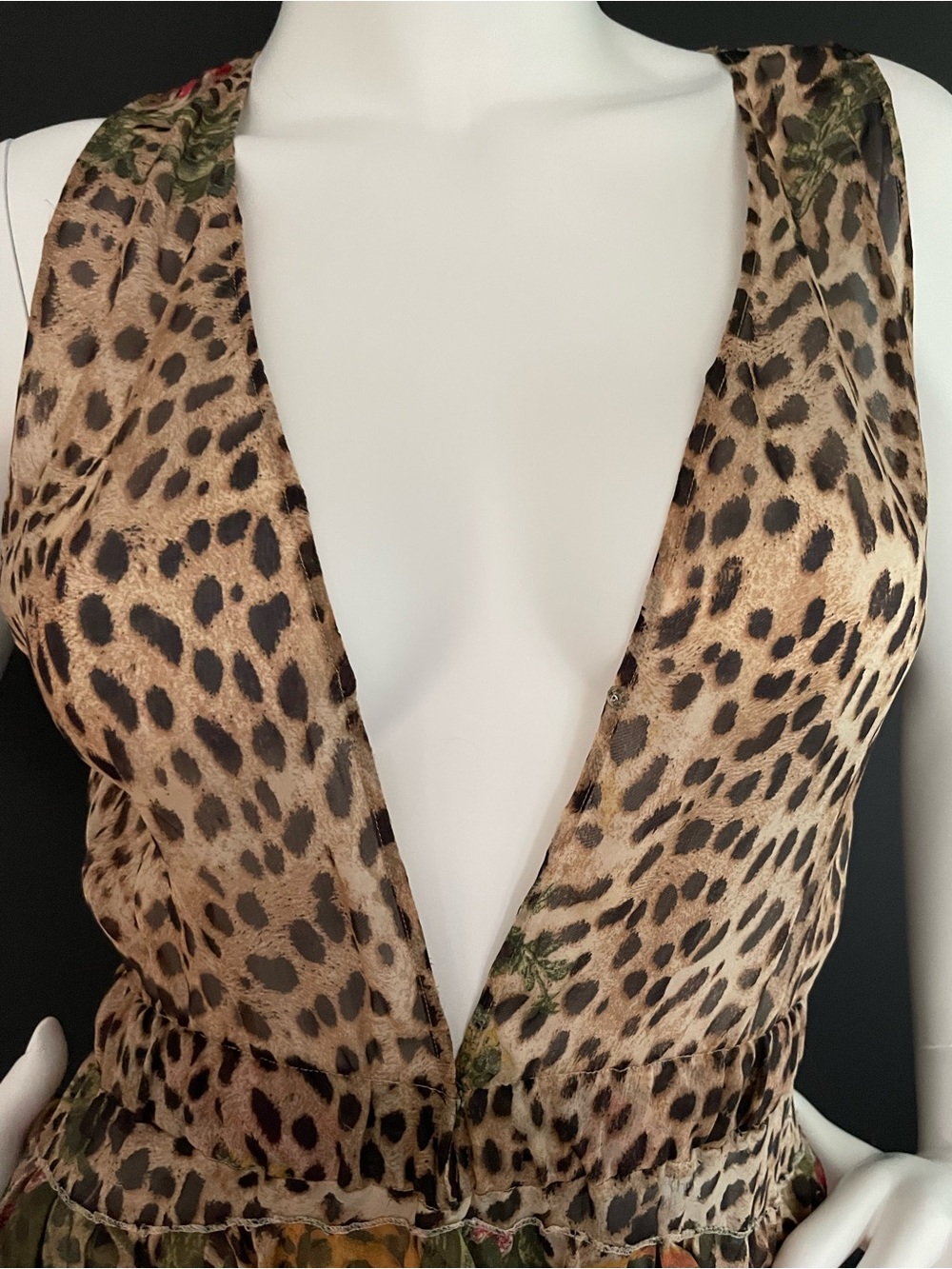 Roberto Cavalli S/S 2002 Vintage Runway Look #4 Multi Tiered Leo Mini Dress XS - Picture 9 of 10